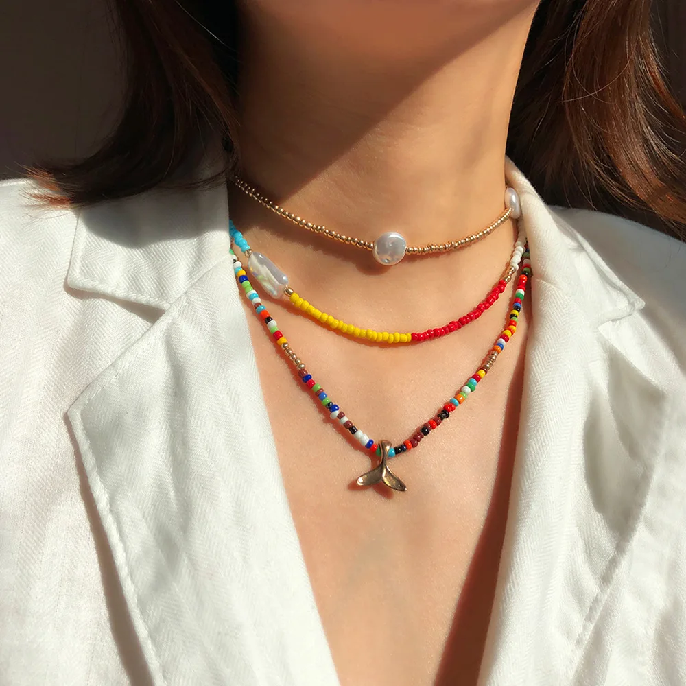 Boho Multi Layers Colorful Resin Seed Beads Necklace Irregular Imitation Pearl Alloy Fishtail Necklace Female Summer Jewelry
Boho Multi Layers Colorful Resin Seed Beads Necklace Irregular Imitation Pearl Alloy Fishtail Necklace Female Summer Jewelry