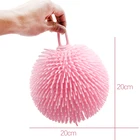 manufacturer wholesale TPR soft rubber light up huge dense 8'' big soft hairy ball toy spiky puffer ball for kids
