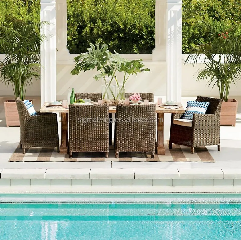 Outdoor garden rattan dining table and chairs set furniture sale