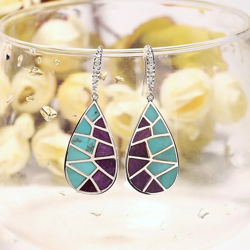 Unique Handcrafted Gemstones Inlay Teardrop 925 Sterling Silver Earrings, , 7.0g
Unique Handcrafted Gemstones Inlay Teardrop 925 Sterling Silver Earrings, , 7.0g