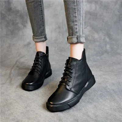 Autumn and winter British style round toe thick-soled women's boots flat lace-up ankle boots
Autumn and winter British style round toe thick-soled women's boots flat lace-up ankle boots