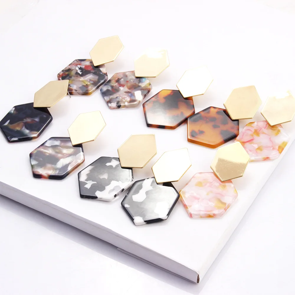 Leopard Print Acrylic Geometric Polygon Dangle Earring for Women Fashion Jewelry Gift, As pic 
Leopard Print Acrylic Geometric Polygon Dangle Earring for Women Fashion Jewelry Gift, As pic