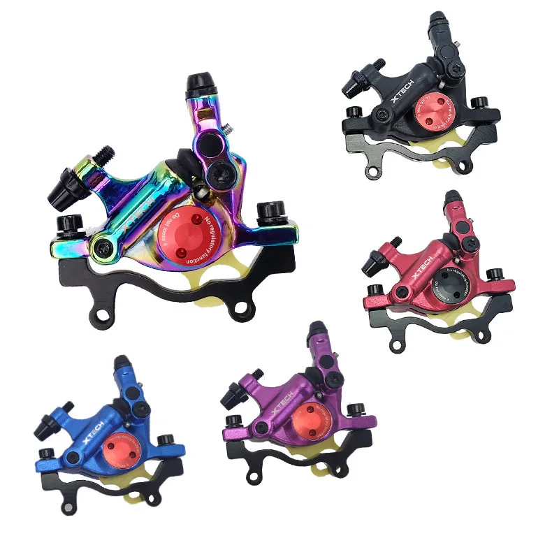 

HB100 ZOOM line wire pulling folding MTB bike oil disc rotor braking front rear brake set bicycle hydraulic brake disk calipers, Color,blue,red,purple,black