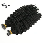 Factory direct nano ring human hair extensions deep wave curly black indian hair extensions
