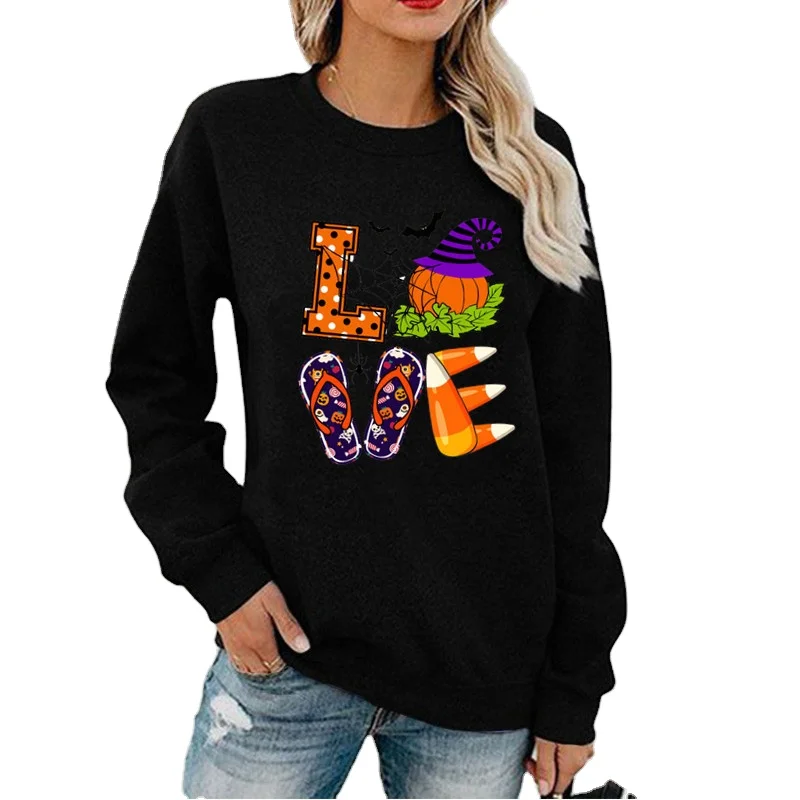 Men's and women's couple sweater Halloween fun pattern printing long-sleeved hoodless round neck pullover
Men's and women's couple sweater Halloween fun pattern printing long-sleeved hoodless round neck pullover