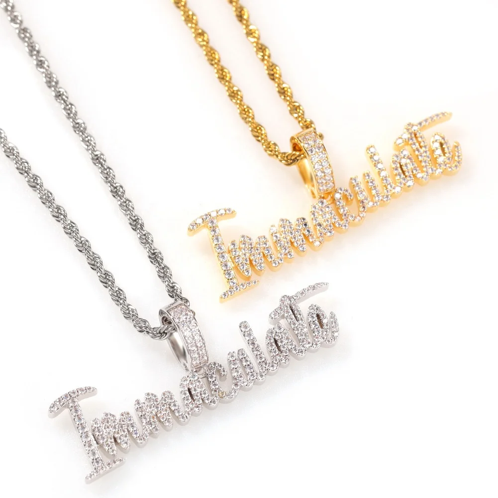Pendant Cubic Zircon Letters Immaculate Necklace 2 Colors Men's Charms Necklace Fashion Hip Hop Jewelry
Pendant Cubic Zircon Letters Immaculate Necklace 2 Colors Men's Charms Necklace Fashion Hip Hop Jewelry