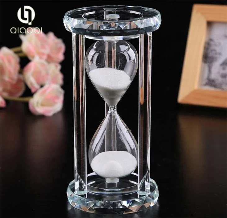 

Personalized Handmade Home Decor Half Hour 1 Hour Office Coffee Crystal Glass Hourglass Sand Timer, Colors can be customize