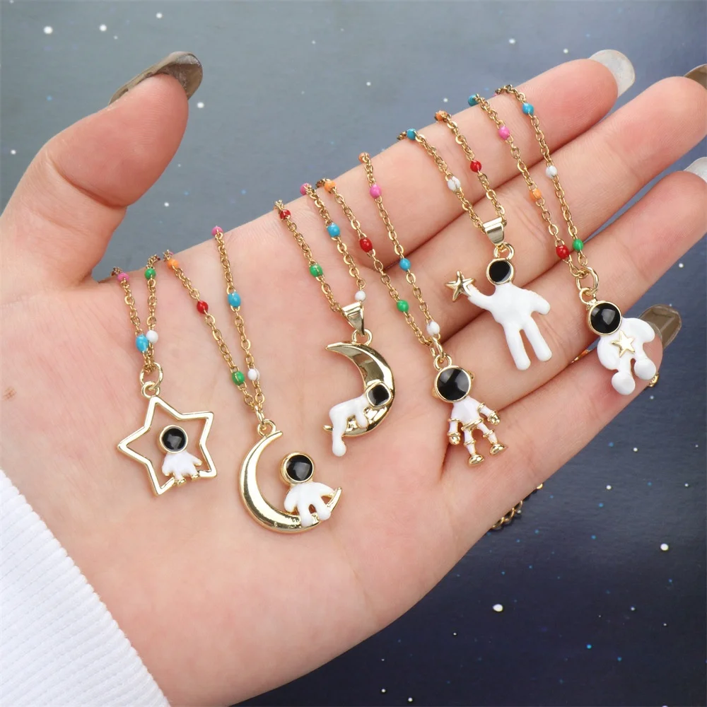 Cute Enamel Astronauts Space Pendant Couple Necklace Friendship Jewelry Star Stainless Steel Necklaces Gifts Women Girls
Cute Enamel Astronauts Space Pendant Couple Necklace Friendship Jewelry Star Stainless Steel Necklaces Gifts Women Girls
