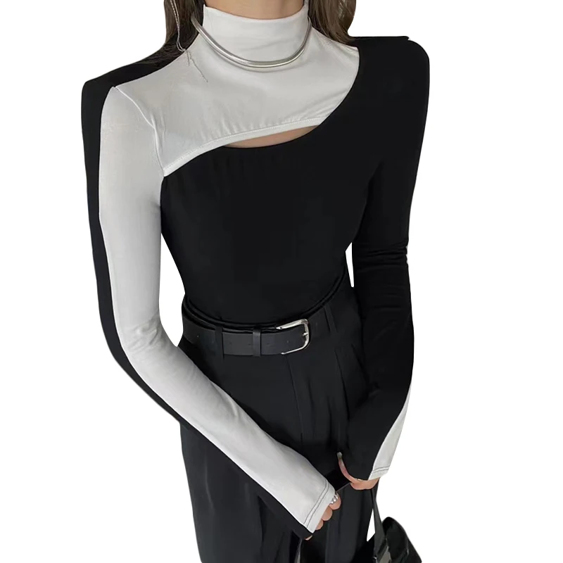 TWOTWINSTYLE Temperament Turtleneck Long Sleeve Cut Out Knitted Slim Female T Shirt
TWOTWINSTYLE Temperament Turtleneck Long Sleeve Cut Out Knitted Slim Female T Shirt