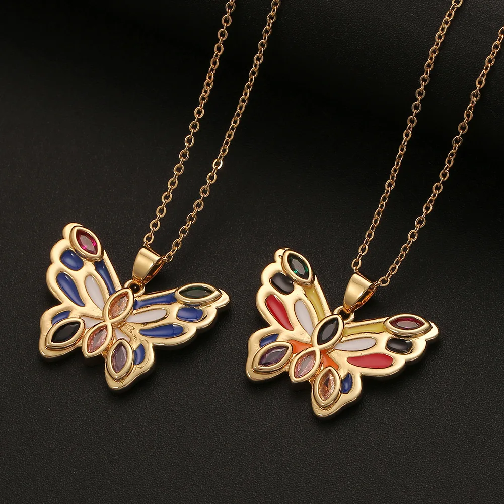 Bohemia 18K Gold Plated Colorful Cubic Zircon Butterfly Necklaces Multi Color Butterfly Oil Drip Necklaces For Women
Bohemia 18K Gold Plated Colorful Cubic Zircon Butterfly Necklaces Multi Color Butterfly Oil Drip Necklaces For Women