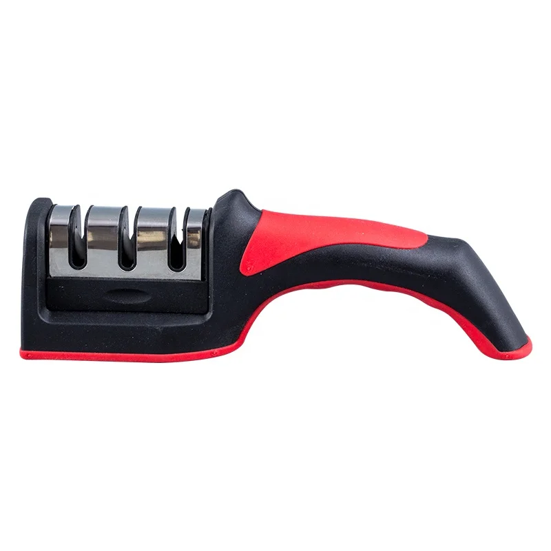 Kitchen Knife Accessories Manual 3-Stage Knife Sharpener with Non Slip Rubber Handle, Red
Kitchen Knife Accessories Manual 3-Stage Knife Sharpener with Non Slip Rubber Handle, Red