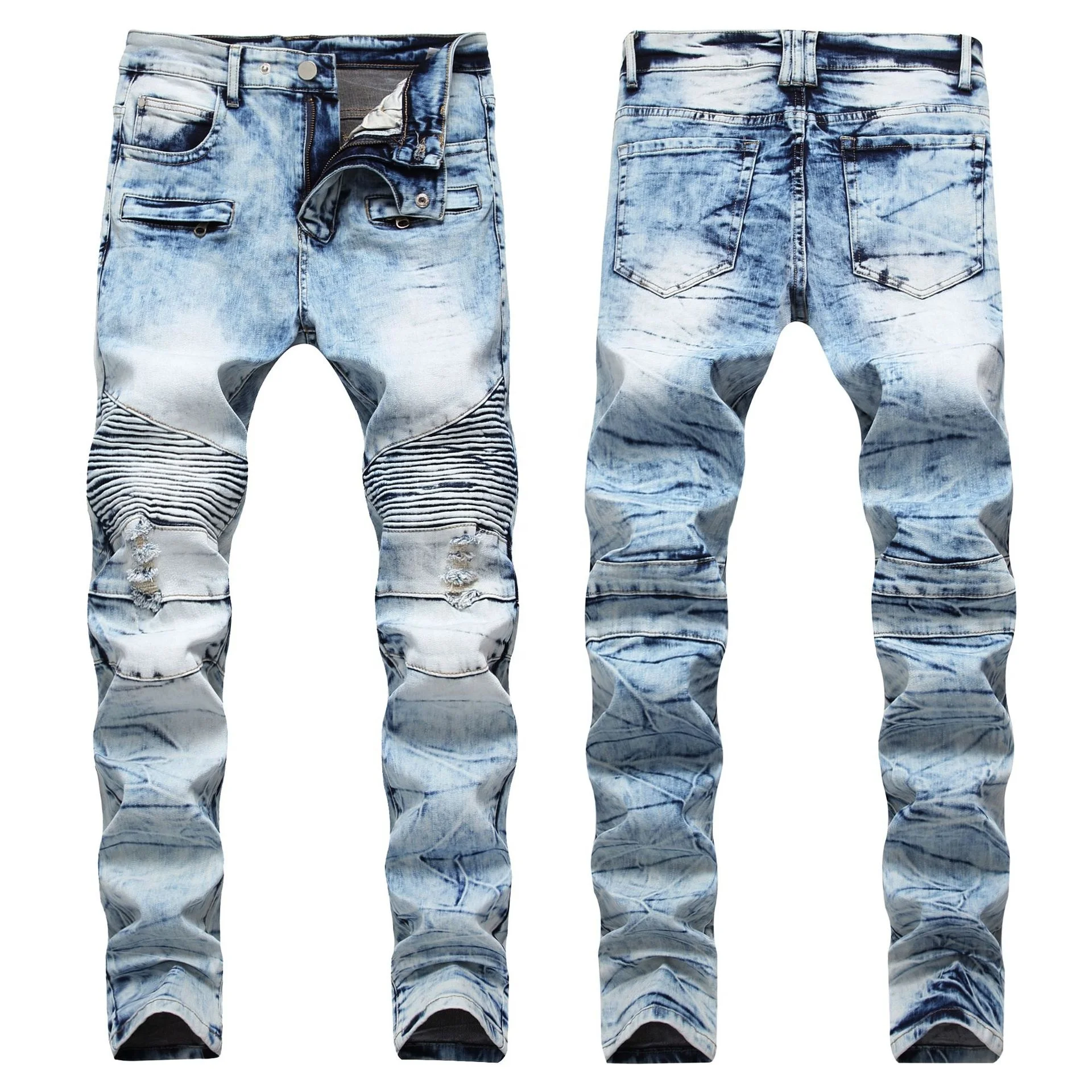 Biker Jeans Men's Distressed Stretch Ripped Vintage Jeans Men Hip Hop Slim Fit Holes Punk Denim Jeans Cotton Pants, Customized color
Biker Jeans Men's Distressed Stretch Ripped Vintage Jeans Men Hip Hop Slim Fit Holes Punk Denim Jeans Cotton Pants, Customized color