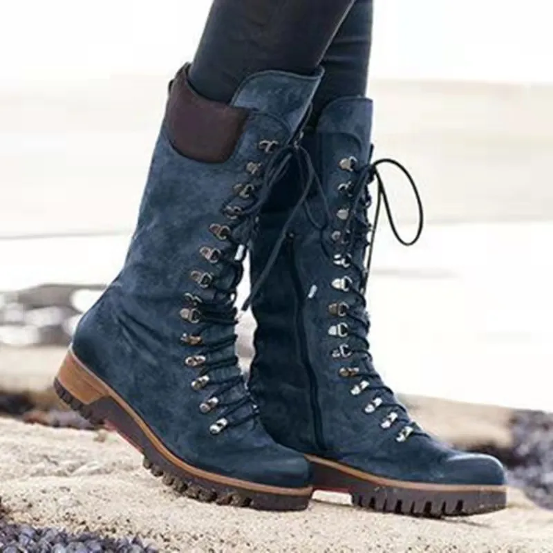 Ladies' favorite platform western boots high ladies' front lace-up leather boots, Blue,black,grey,brown,beige
Ladies' favorite platform western boots high ladies' front lace-up leather boots, Blue,black,grey,brown,beige