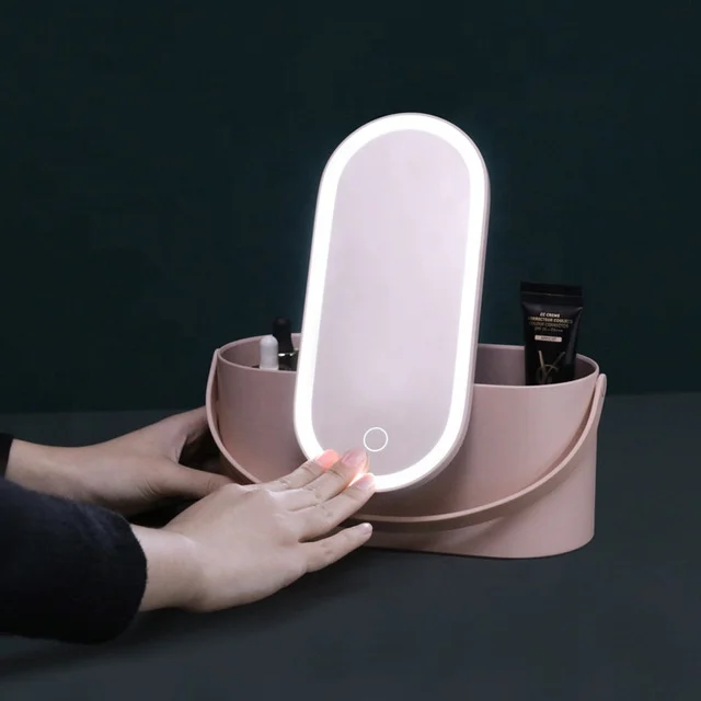 2021 New Cosmetic Organizer with LED Light Mirror Touched Screen Desktop Makeup Mirror with Storage Box, Pink, white
2021 New Cosmetic Organizer with LED Light Mirror Touched Screen Desktop Makeup Mirror with Storage Box, Pink, white