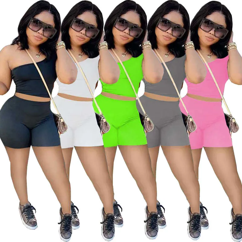 Summer 2022 Tight Crop Top One Shoulder Seamless Short Set Sport Sexy Solid Color Biker Short Sets Women Two Piece Short Set
Summer 2022 Tight Crop Top One Shoulder Seamless Short Set Sport Sexy Solid Color Biker Short Sets Women Two Piece Short Set
