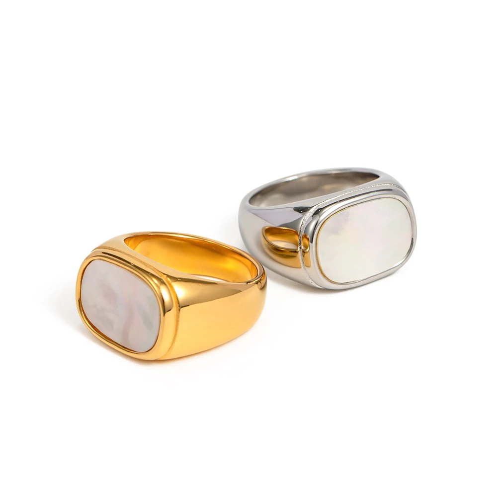 New Arrival Stainless Steel Silver Color Inlaid Square Natural White Shell Finger Ring for Girls
New Arrival Stainless Steel Silver Color Inlaid Square Natural White Shell Finger Ring for Girls