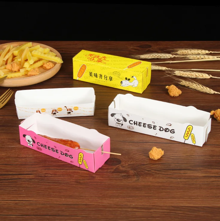 Environment-Friendly hotdog kraft paper food trays with logo