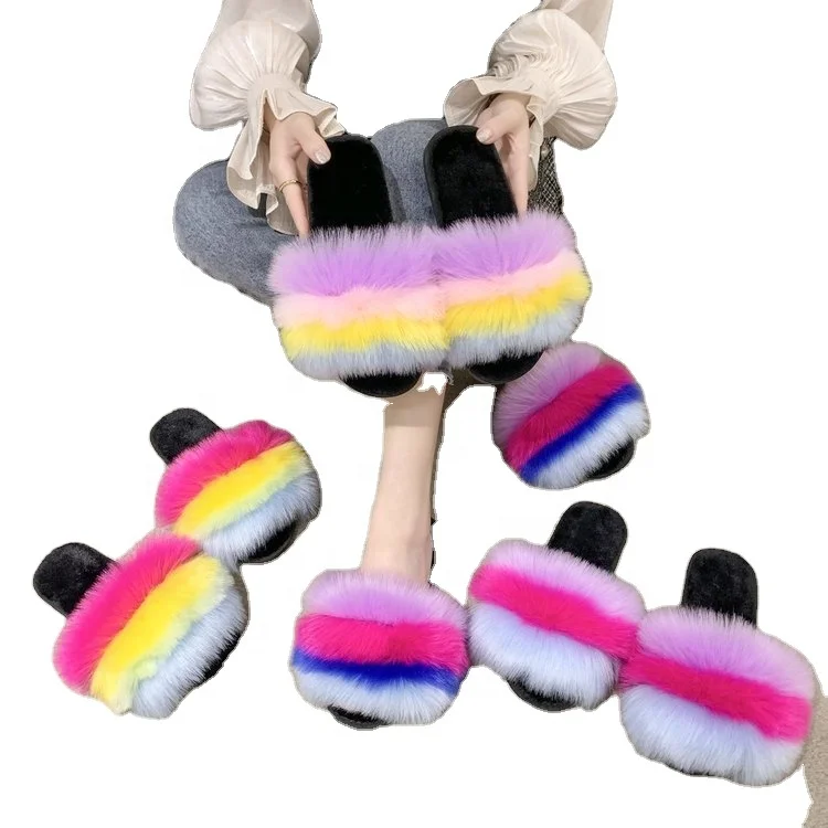 wholesale Fashion plush slippers female 2021 new faux fox wool slippers home sewing one word slippers, Picture
wholesale Fashion plush slippers female 2021 new faux fox wool slippers home sewing one word slippers, Picture