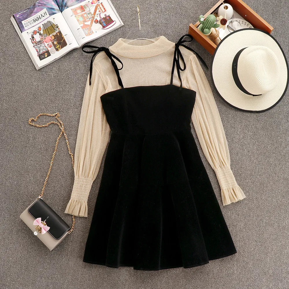 Elegant Spring Women Transparent Lantern Long Sleeve Top + Dress Set 2 Piece Suit Birthday Gift Party
Elegant Spring Women Transparent Lantern Long Sleeve Top + Dress Set 2 Piece Suit Birthday Gift Party