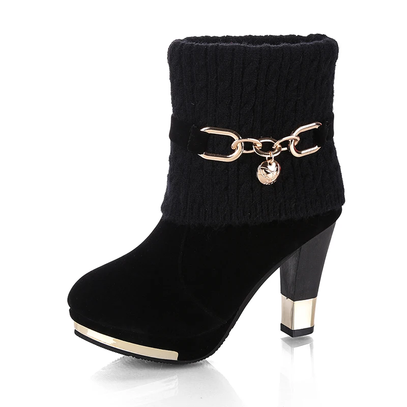 Autumn/winter new European high-heeled comfortable Big yards women's boots, Black red
Autumn/winter new European high-heeled comfortable Big yards women's boots, Black red