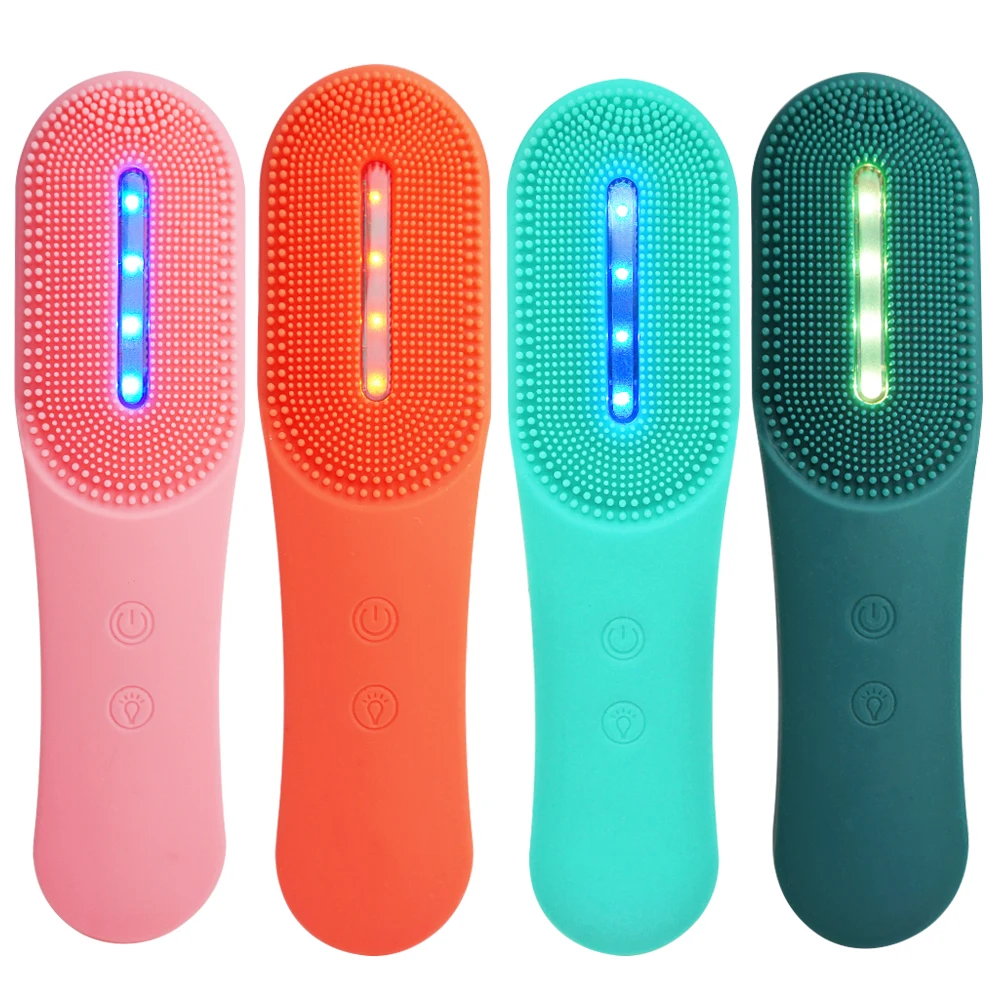 Photo rejuvenation silicone sonic vibration facial cleansing brush with 3 colors light
Photo rejuvenation silicone sonic vibration facial cleansing brush with 3 colors light