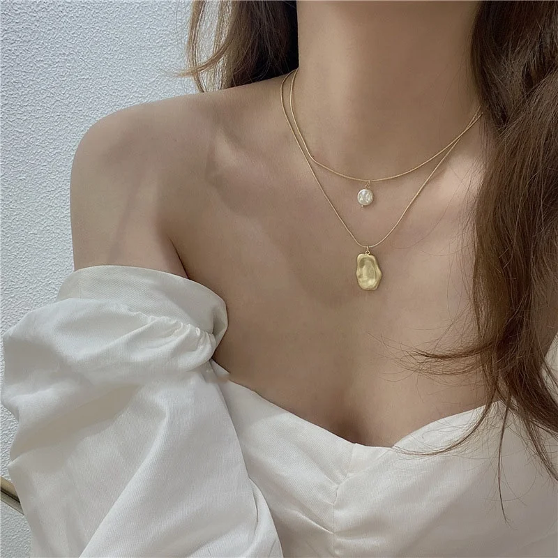 Vintage Double Layer Imitation Pearl Pendant Necklace Gold Silver Color Geometric Thin Chain Stacking Chocker Necklace Female
Vintage Double Layer Imitation Pearl Pendant Necklace Gold Silver Color Geometric Thin Chain Stacking Chocker Necklace Female