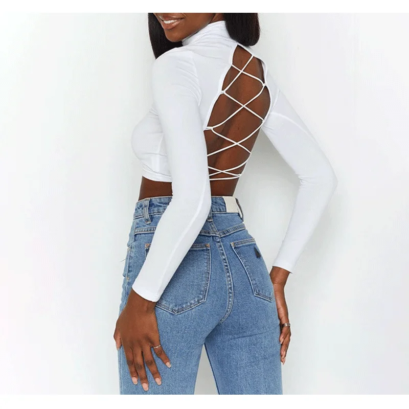 In Stock Spring And Autumn Fashion Sexy Tight White Long Sleeves High Collar Back Lace-up Womens Crop Top Tshirt
In Stock Spring And Autumn Fashion Sexy Tight White Long Sleeves High Collar Back Lace-up Womens Crop Top Tshirt
