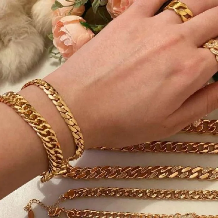 Non tarnish Stainless steel 18k gold plated women men chain link bracelet design jewelry, Customized
Non tarnish Stainless steel 18k gold plated women men chain link bracelet design jewelry, Customized