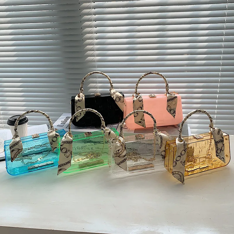Acrylic Small Square Bags 2022 New Arrival handbag Ladies silk scarf portable box bag chain shoulder bag Jelly Purse Women, Picture
Acrylic Small Square Bags 2022 New Arrival handbag Ladies silk scarf portable box bag chain shoulder bag Jelly Purse Women, Picture