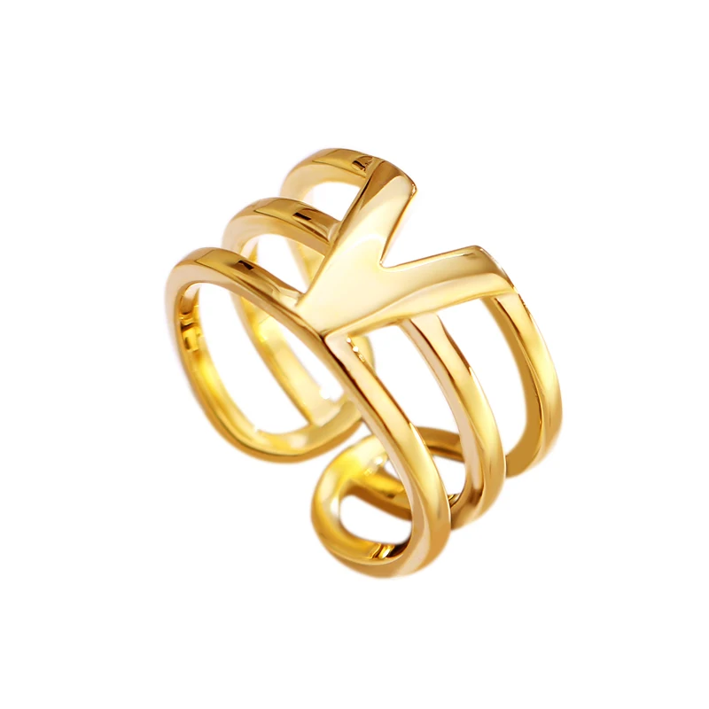 Fukarni New Fashion V Letter Shaped Triple Loop Geometric Adjustable Open Sterling Silver Rings Gold Plated Jewelry Set KR294
Fukarni New Fashion V Letter Shaped Triple Loop Geometric Adjustable Open Sterling Silver Rings Gold Plated Jewelry Set KR294