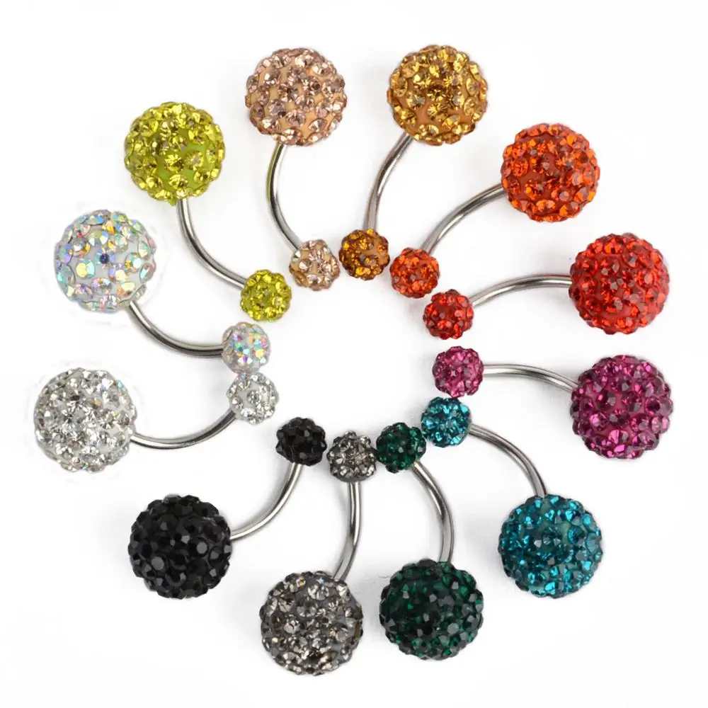 New Shinny Stainless Steel Jewelry Sexy Belly Rings Button Full Crystal Double Cubic Ring Navel For Women Girls
New Shinny Stainless Steel Jewelry Sexy Belly Rings Button Full Crystal Double Cubic Ring Navel For Women Girls