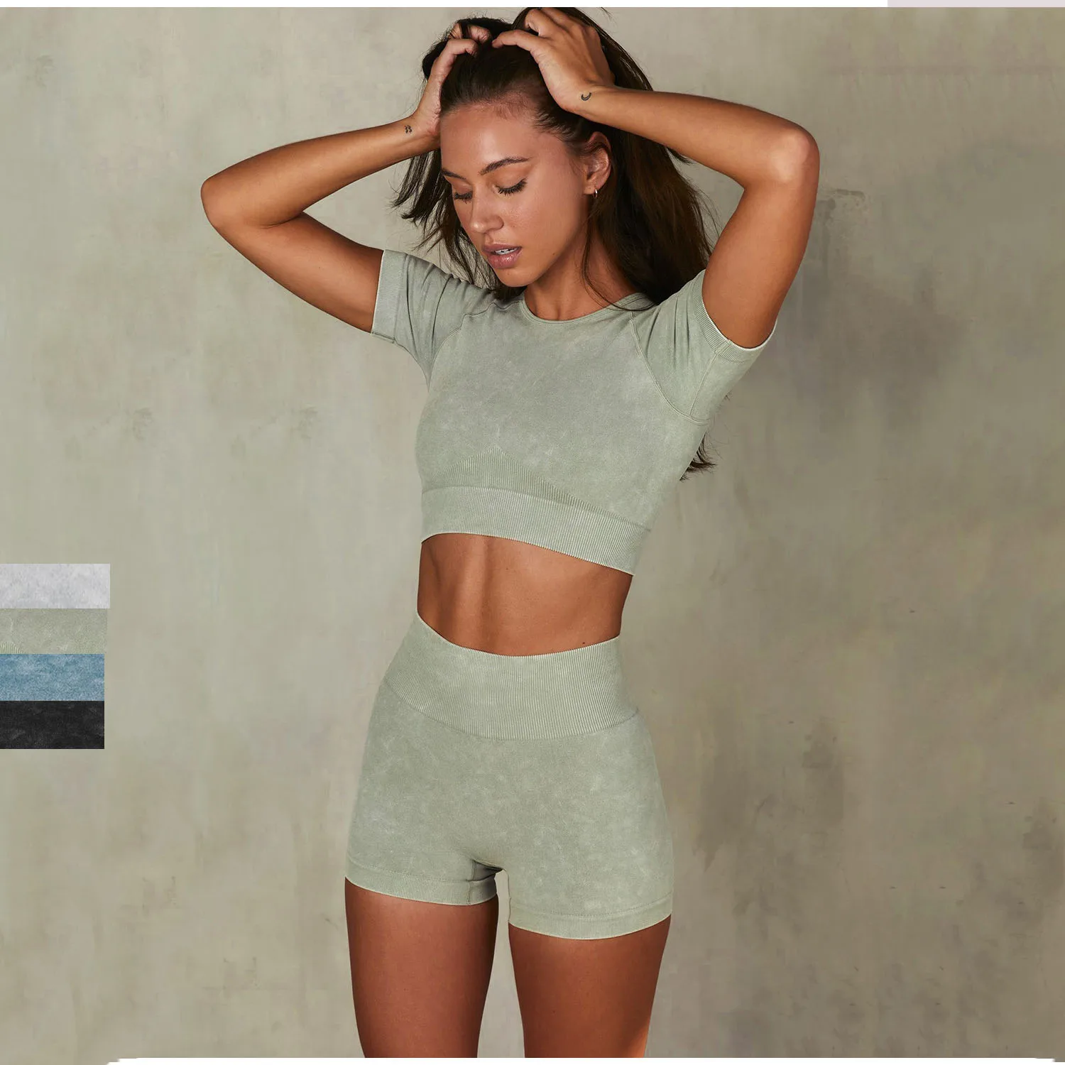 2021 new design jean design soft material women yoga sets breathable comfortable good elastic two piece short set yoga set
2021 new design jean design soft material women yoga sets breathable comfortable good elastic two piece short set yoga set