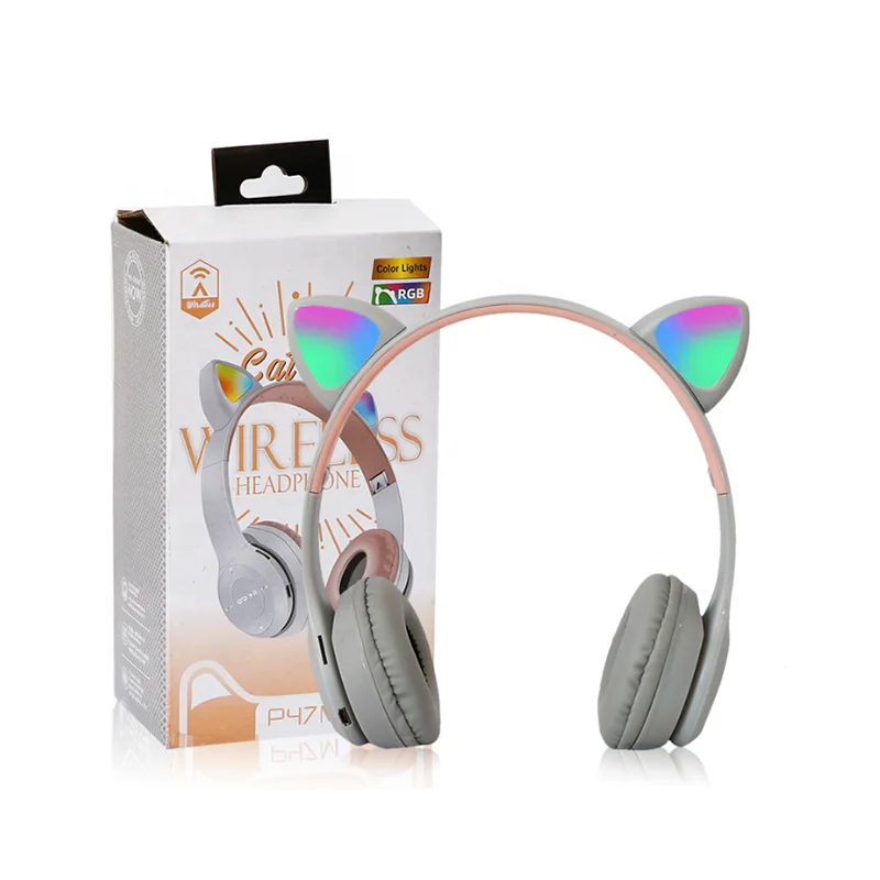 P47M Kids Wireless Foldable Cute Cat headphone Sports Gaming Headset With Mic LED Lights
P47M Kids Wireless Foldable Cute Cat headphone Sports Gaming Headset With Mic LED Lights