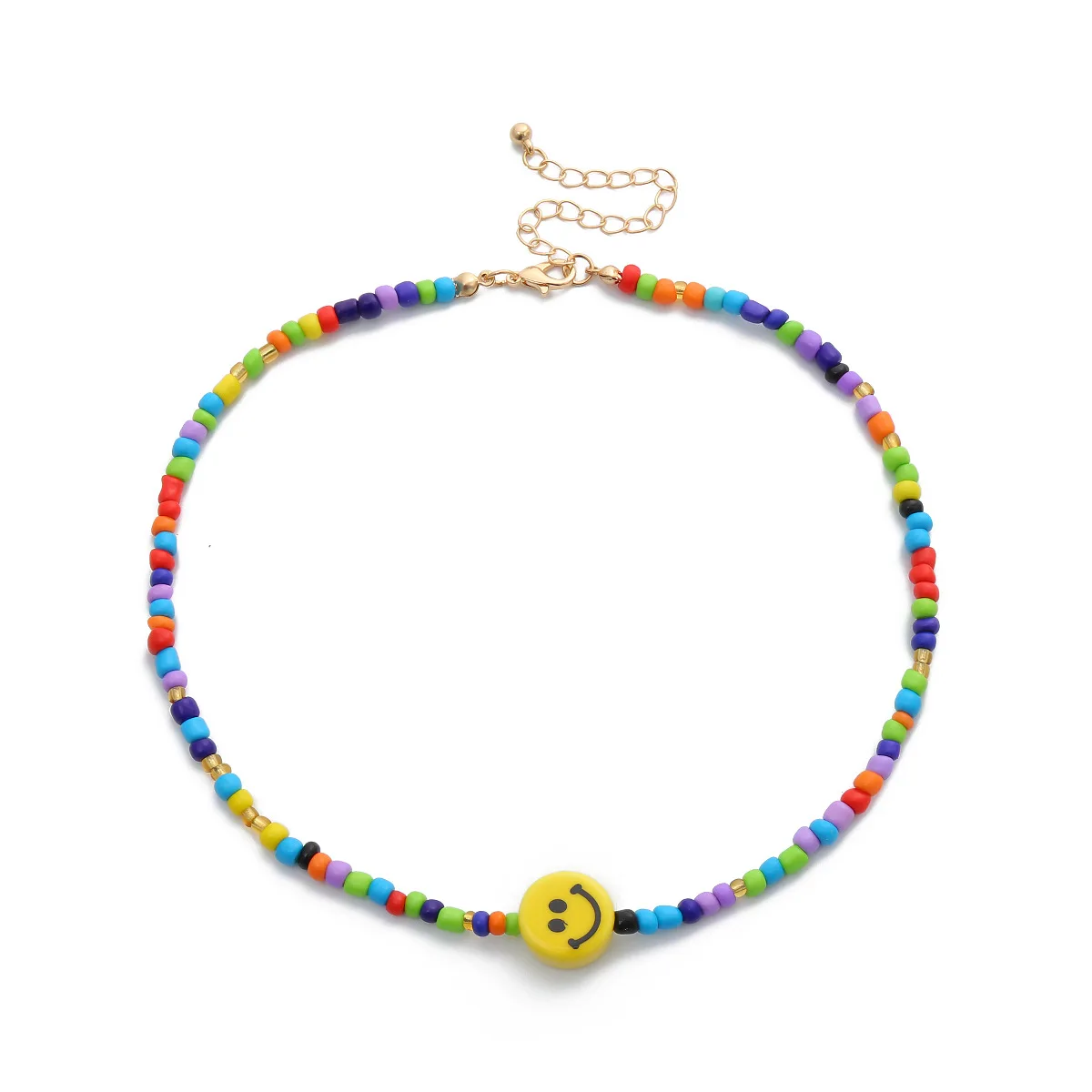 y2k Style Rainbow Color Smile Face Beads Aesthetic Accessories Multicolor Polymer Clay Smiley Smiling Face Seed Beaded Necklace
y2k Style Rainbow Color Smile Face Beads Aesthetic Accessories Multicolor Polymer Clay Smiley Smiling Face Seed Beaded Necklace