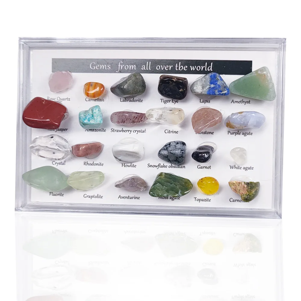 24pcs S size Polished Stone Crystal Mineral Mineral Ornaments Home Decoration Specimen Set Gift
24pcs S size Polished Stone Crystal Mineral Mineral Ornaments Home Decoration Specimen Set Gift