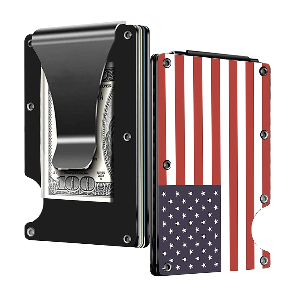 American flag metal credit card holder wallet for men, RFID blocking Minimalist aluminum wallet
American flag metal credit card holder wallet for men, RFID blocking Minimalist aluminum wallet