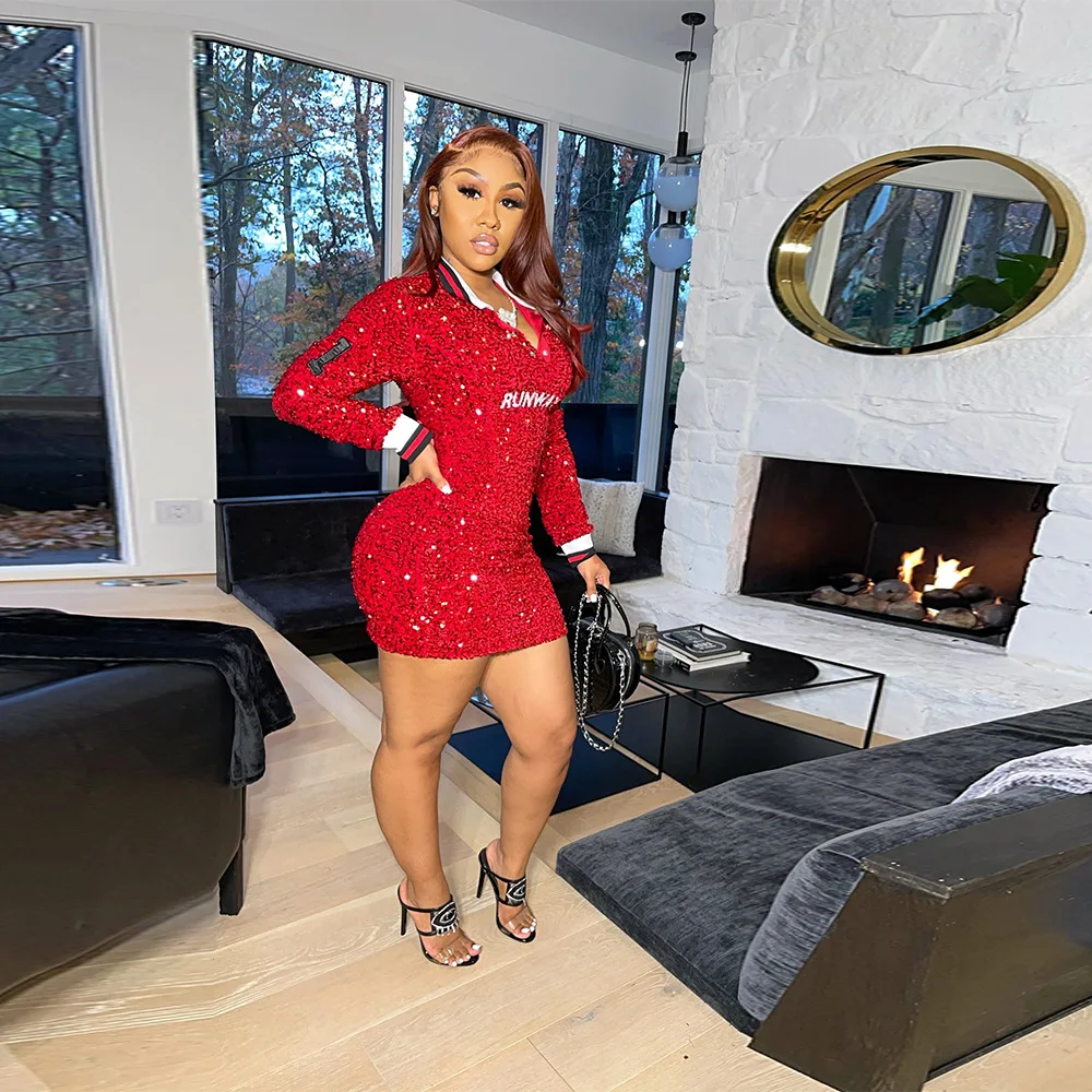 Vestido Casual sexy women dresses party club red bodycon skinny A-line sequined dresses
Vestido Casual sexy women dresses party club red bodycon skinny A-line sequined dresses