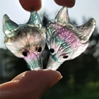 Customized Natural Colorful Fluorite Fox Crystal Crafts For Sale