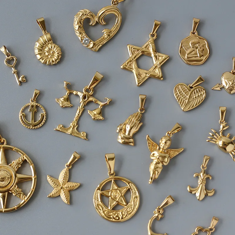 waterproof Pendant Stainless Steel Escargots Crab Star Flower Pendants Angel Wing Key Heart charm for Jewelry Making Supplies
waterproof Pendant Stainless Steel Escargots Crab Star Flower Pendants Angel Wing Key Heart charm for Jewelry Making Supplies