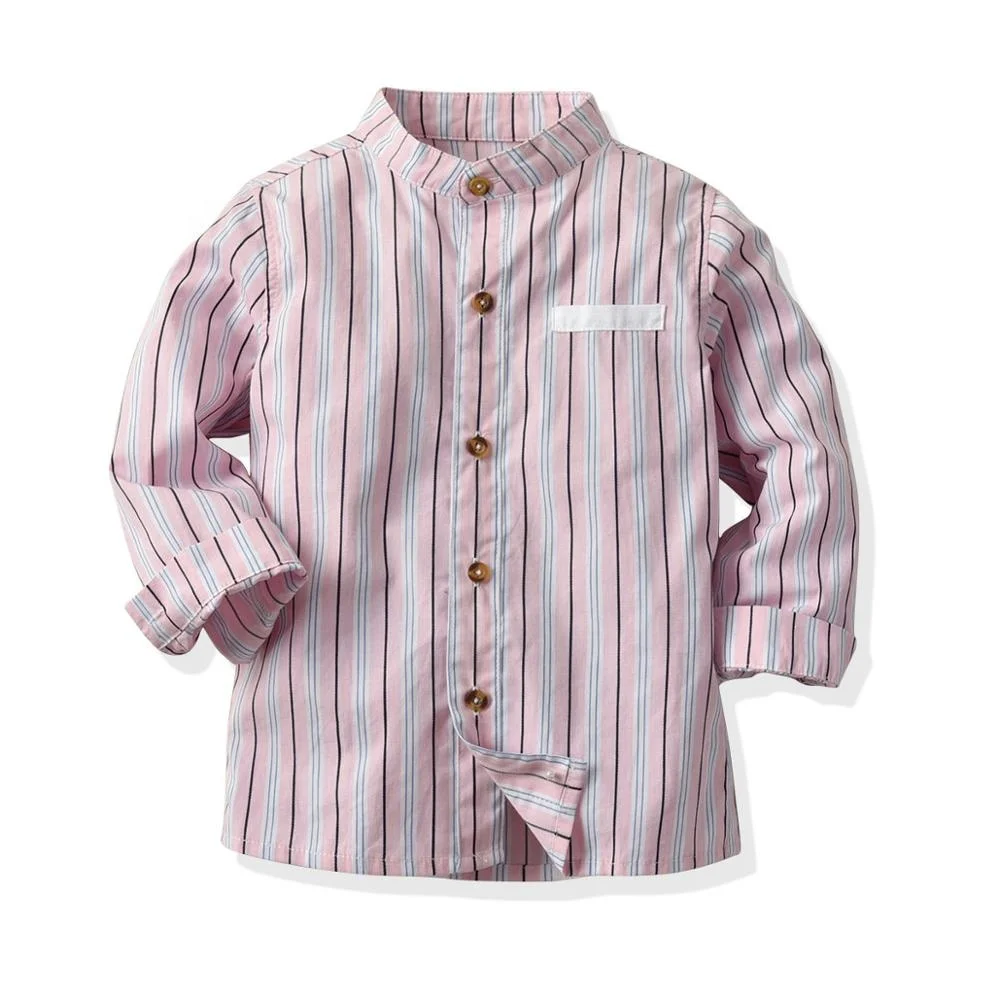 B60468A children's striped shirt 2019 spring and autumn new boys' long-sleeved shirt with stand-up collar, Pink
B60468A children's striped shirt 2019 spring and autumn new boys' long-sleeved shirt with stand-up collar, Pink