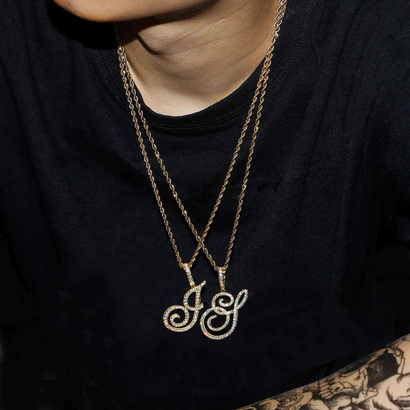 Hip Hop A-Z Cursive Letters CZ Custom Name Letters Necklaces for Women Men, As picture
Hip Hop A-Z Cursive Letters CZ Custom Name Letters Necklaces for Women Men, As picture