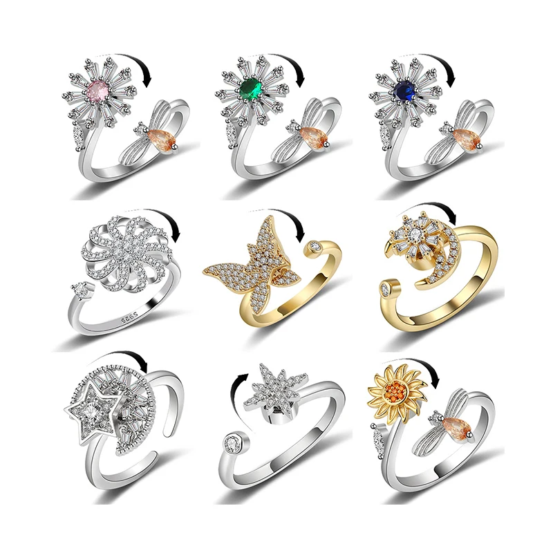 JOJO Fashion Adjustable Open Relieve Anxiety Stress Rotatable Brass Ring Set for Women
JOJO Fashion Adjustable Open Relieve Anxiety Stress Rotatable Brass Ring Set for Women