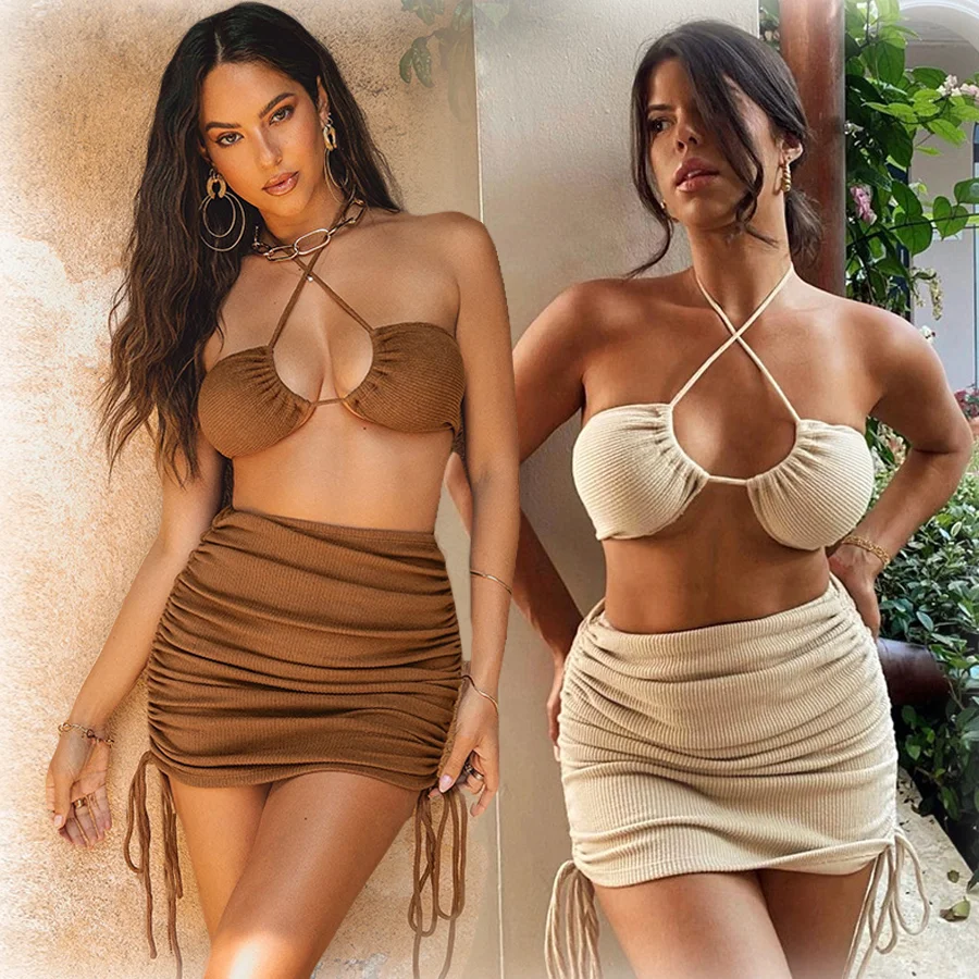 INS Hot Candy Colors Y2K Sexy Cross Halter Crop Tops Bandage Tube Tops Beach Slim Hip Bodycon Two Piece Skirt Set Women Clothing, Brown,khaki,green
INS Hot Candy Colors Y2K Sexy Cross Halter Crop Tops Bandage Tube Tops Beach Slim Hip Bodycon Two Piece Skirt Set Women Clothing, Brown,khaki,green