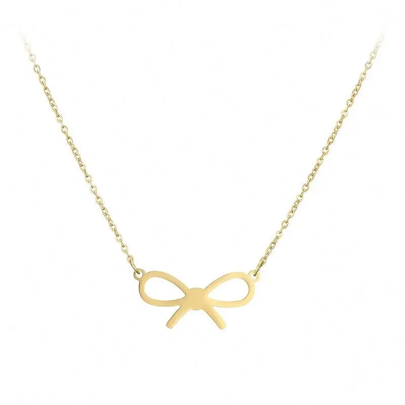 Stainless Steel Pendant Charm Fashion Jewelry Gold Plated Bow Knot Necklace, Gold color
Stainless Steel Pendant Charm Fashion Jewelry Gold Plated Bow Knot Necklace, Gold color
