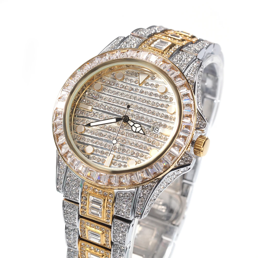 Micro Pave Diamond Watch Hiphop Fashion Large Dial Calendar Quartz Watch Full Rhinestone Gold Silver Dress Bracelet Watches
Micro Pave Diamond Watch Hiphop Fashion Large Dial Calendar Quartz Watch Full Rhinestone Gold Silver Dress Bracelet Watches