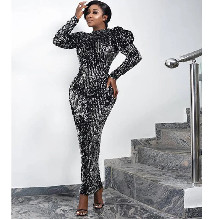 Wholesale European and American dress flannel sequined party dress ladies bubble long sleeve dress
Wholesale European and American dress flannel sequined party dress ladies bubble long sleeve dress