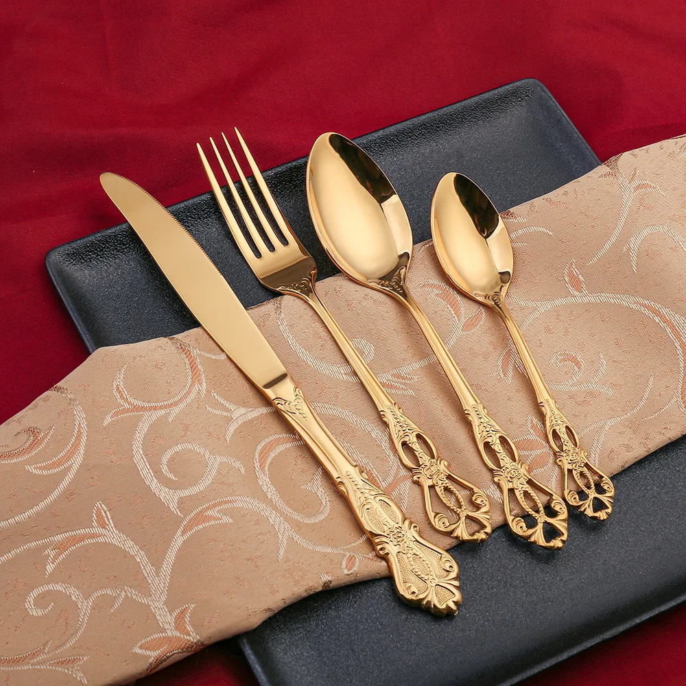 New Arrivals Luxury Stainless Steel Flatware Set Unique Design Gold Royal Cutlery Set, Silver/gold/rose gold
New Arrivals Luxury Stainless Steel Flatware Set Unique Design Gold Royal Cutlery Set, Silver/gold/rose gold