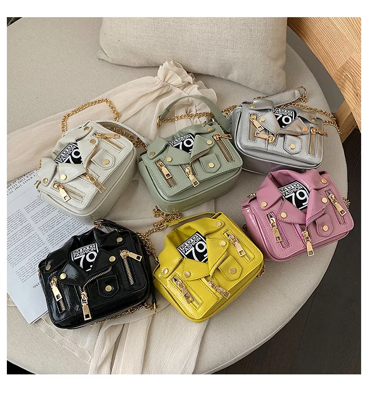 TS9078 New Motorcycle Jacket Shaped Punk Shoulder Bag Crossbody Bag Women PU Leather Handbag Rivet Chain Messenger Jacket Bag
TS9078 New Motorcycle Jacket Shaped Punk Shoulder Bag Crossbody Bag Women PU Leather Handbag Rivet Chain Messenger Jacket Bag