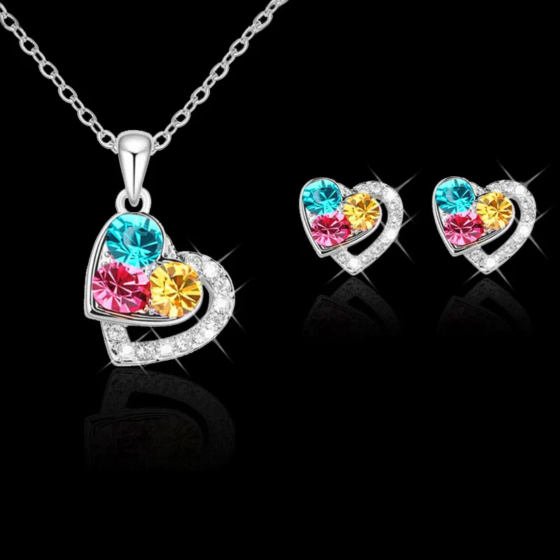 New Arrival Heart Crystal Necklace Bling Diamond Crystal Stud Earrings Necklace Sets for Women Jewelry, Color for choice
New Arrival Heart Crystal Necklace Bling Diamond Crystal Stud Earrings Necklace Sets for Women Jewelry, Color for choice