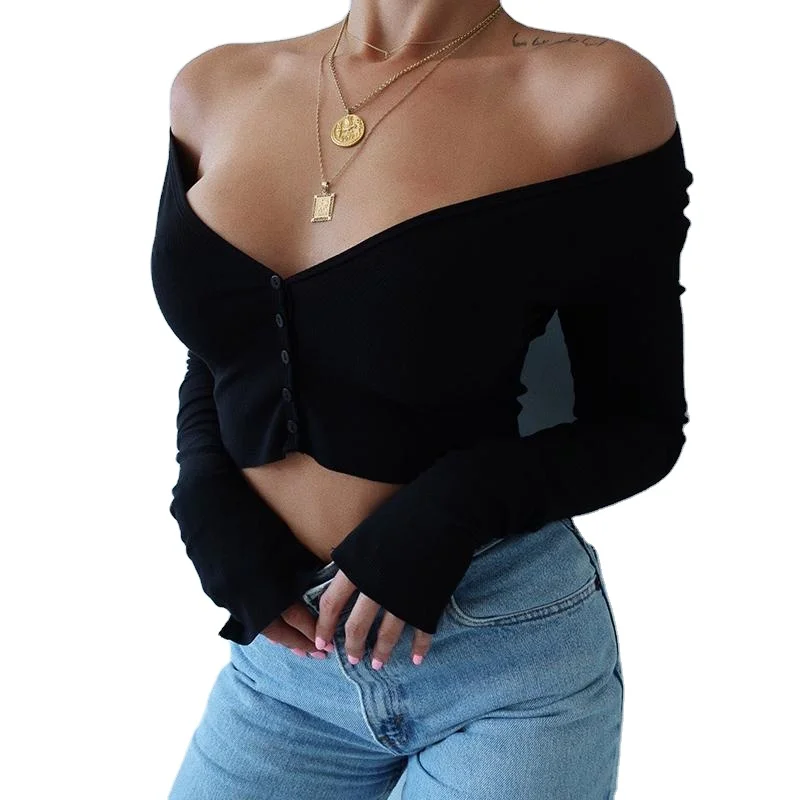 Women Long Sleeve Crop Tops Sexy Deep V Neck Basic Solid Black Lady Casual Tshirt Sexy Off Shoulder T Shirts Summer Autumn
Women Long Sleeve Crop Tops Sexy Deep V Neck Basic Solid Black Lady Casual Tshirt Sexy Off Shoulder T Shirts Summer Autumn